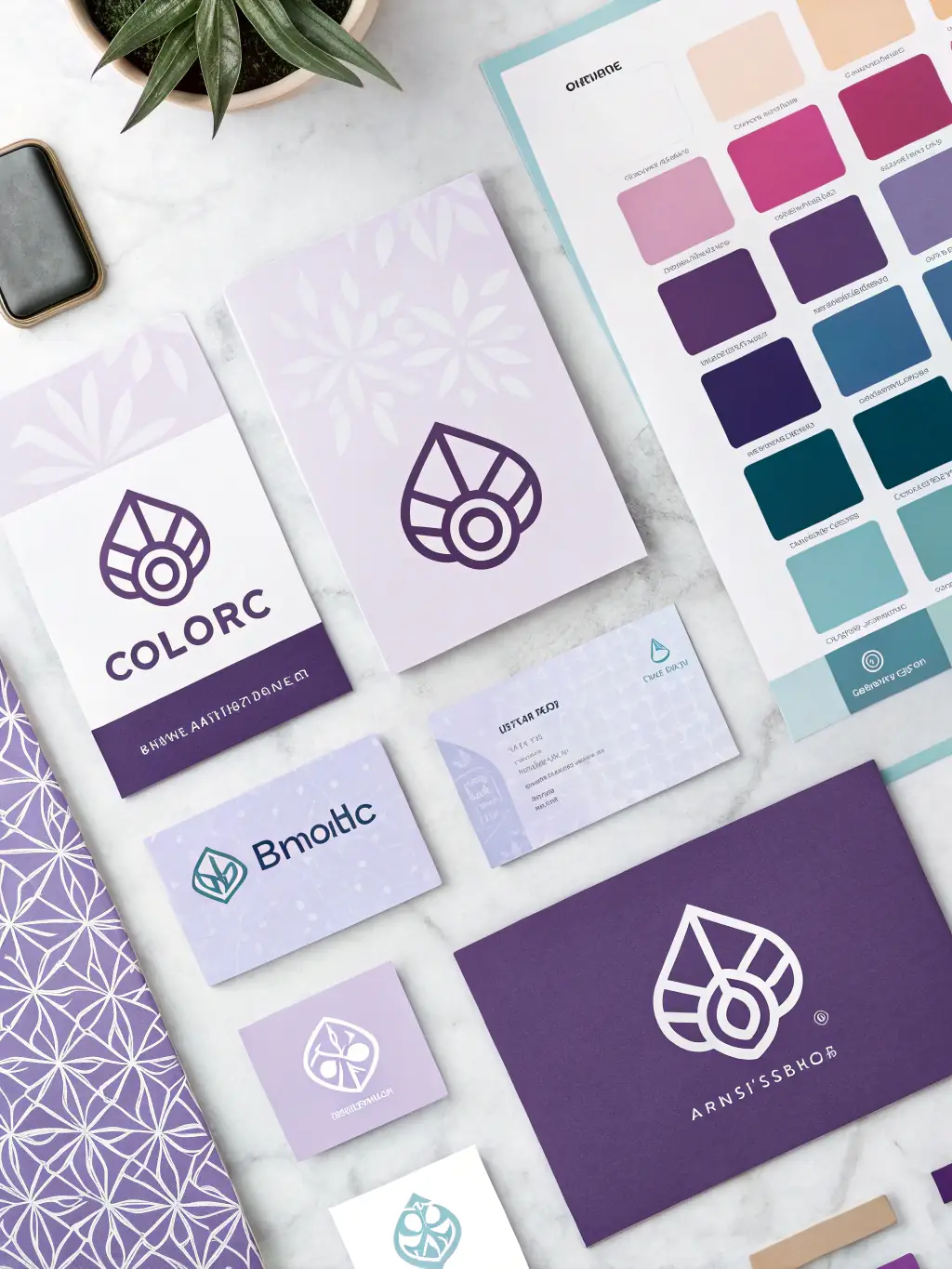 An image showcasing a sleek logo, color palette, and branding materials on a modern digital device, representing Table Tap Developments' Brand Kit + Identity service.