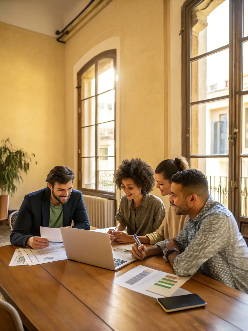 A diverse team of app developers collaborating on a project, showcasing the expertise and dedication behind Table Tap Developments' services.