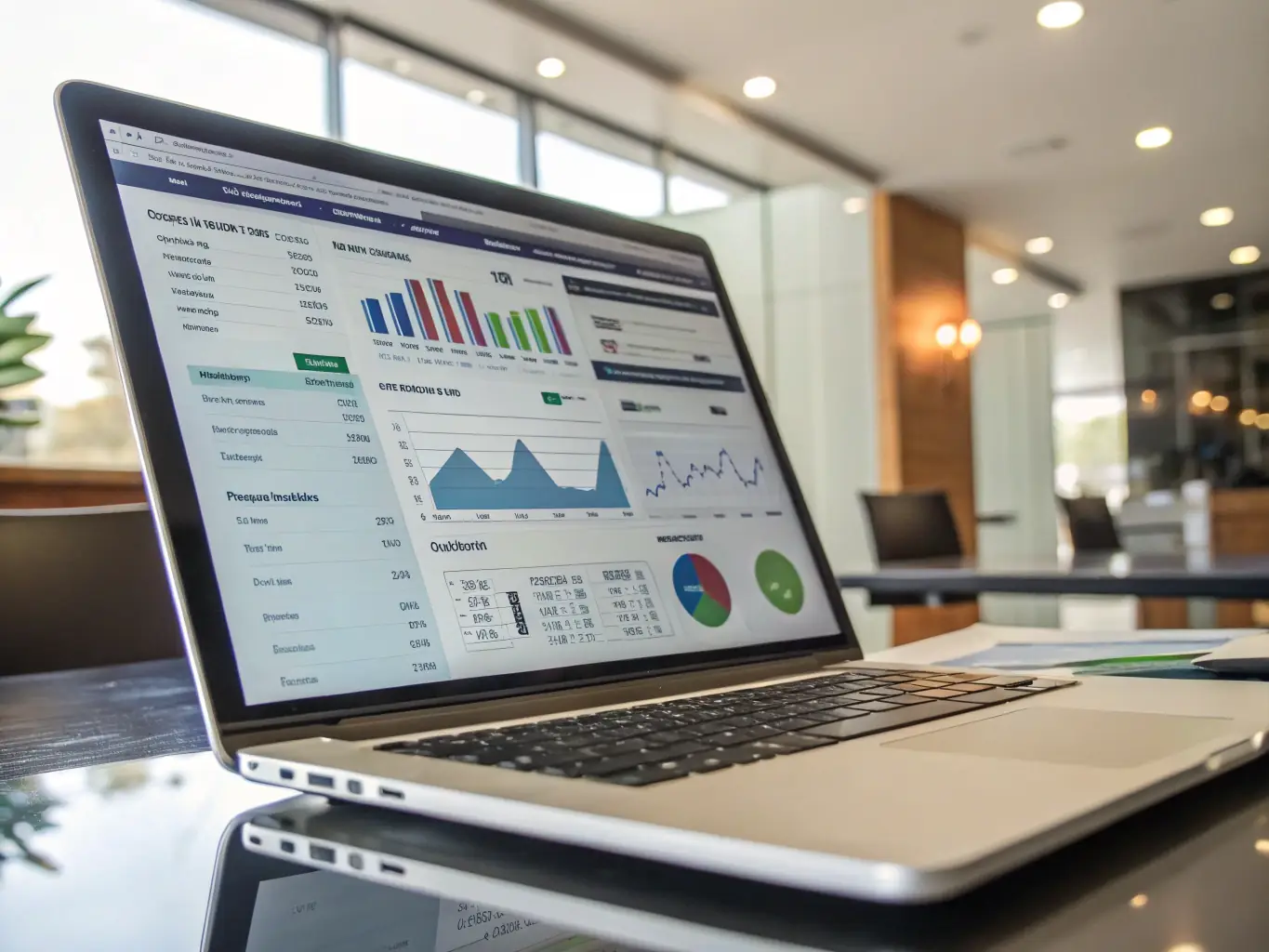 A smartphone displaying an analytics dashboard with key performance indicators (KPIs) for a small business.