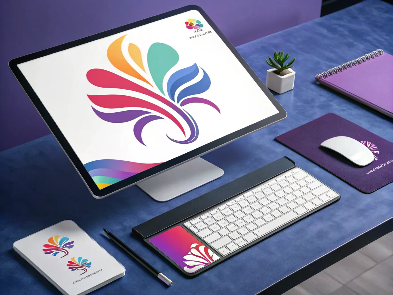 An image showcasing a sleek logo, color palette, and branding materials on a modern digital device, representing Table Tap Development's Brand Kit + Identity service.